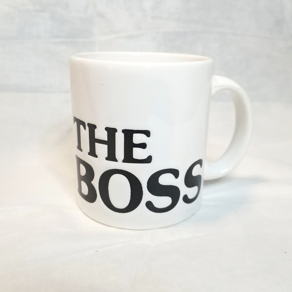 The Boss White Mug with Black Text